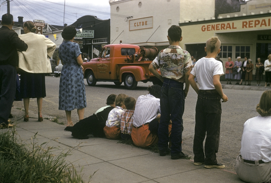 Watching the Island County Fair Parade on First Street, 8/28/1954